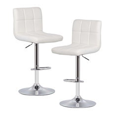 Poly and Bark - Poly and Bark Griffin Adjustable Barstool, Set of 2, White - Bar Stools and Counter Stools