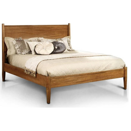 Furniture of America Belkor Solid Wood Full Platform Bed in Oak