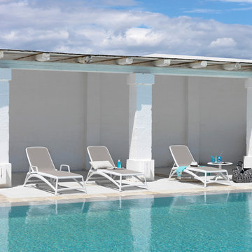 Atlantico Sun Loungers (White & Taupe) with Spritz Coffee Table (White)
