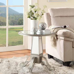 Accent Tables Mirrored Round Accent Table with Pedestal Base - Side Tables And End Tables