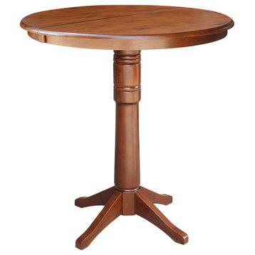 36" Round Top Pedestal Table With 12" Leaf - 40.9"H