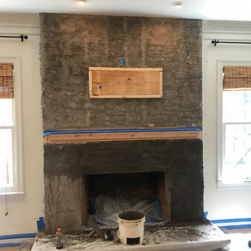 Interior Stone Fireplace Construction