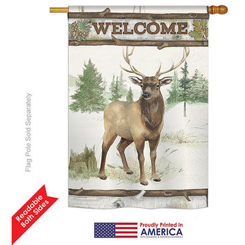 Welcome Deer Nature, Everyday House Flag 28"x40"