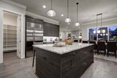 Inspiration for a modern kitchen remodel in Los Angeles with an island