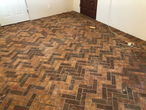 Herringbone thin brick floor