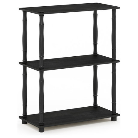 3-Tier Compact Shelf Display Rack With Classic Tube, Americano/Black