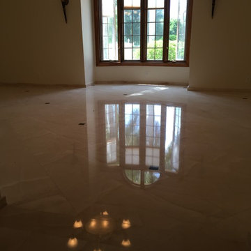 Limestone floor beautifully polished
