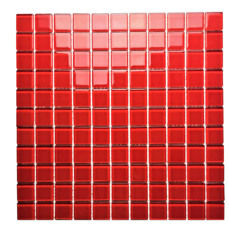 Metro 1"x1" Glass Square Mosaic Tile,Glossy Marmalade Red, Set of 8