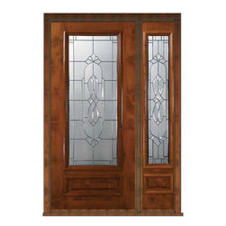 Prehung Side light Door 80 Wood Alder Kensington 3/4 Lite Glass - Front Doors