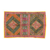 Mogulinterior - Indian wall Decor Tapestry Embroidery Sequins Sari Patchwork Wall Hanging - Tapestries