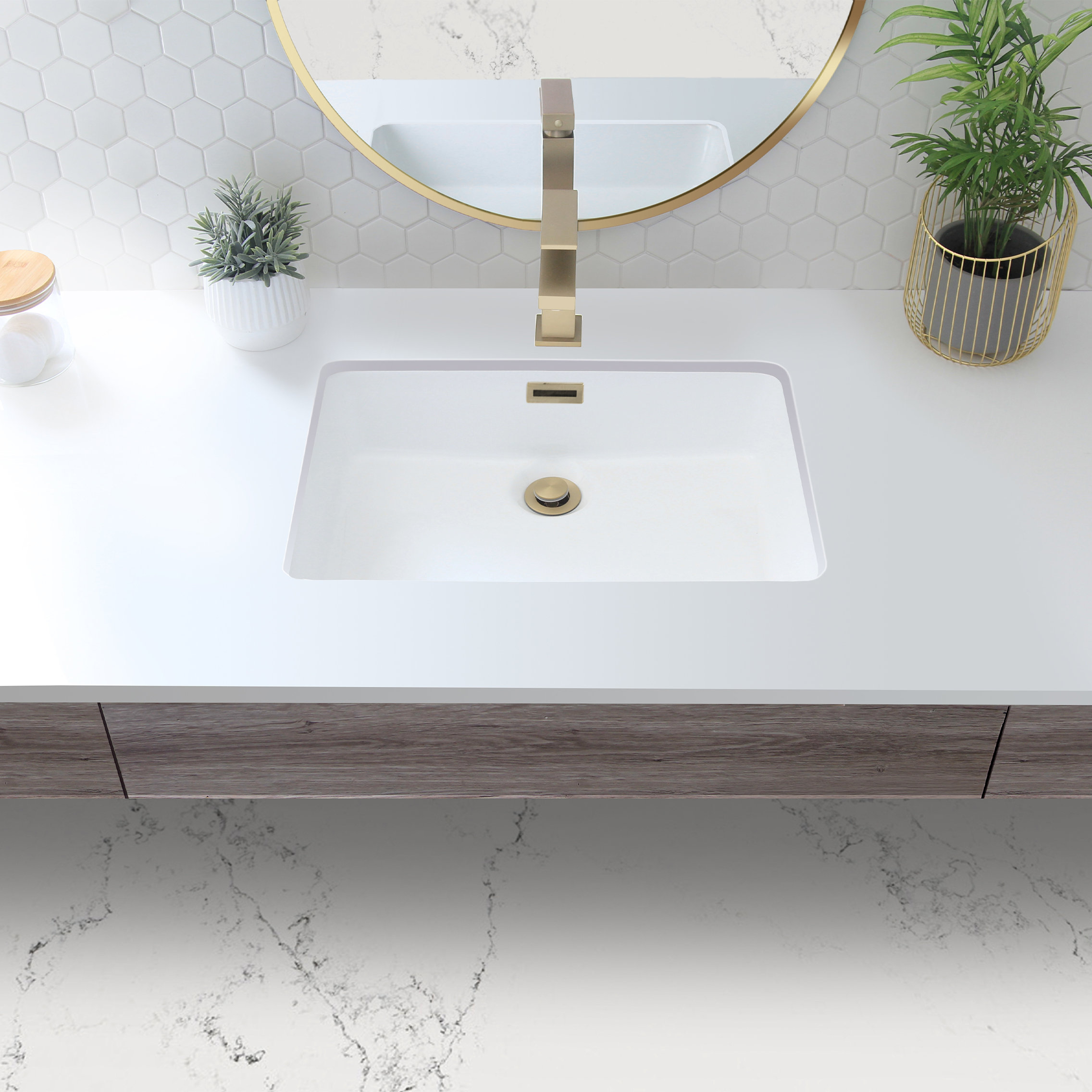 STYLISH Brushed Gold Pop-Up Bathroom Sink with Overflow Set of Two