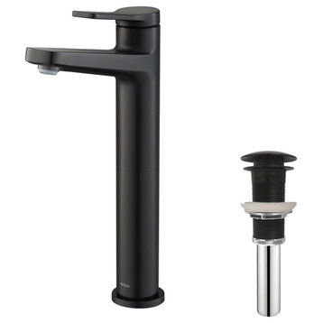 Kraus KVF-1400-PU10 Indy Single Handle Vessel Bathroom Faucet and - Matte Black