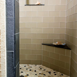 Island Stone Rectangular Beach Glass with Pebble floor - Tile