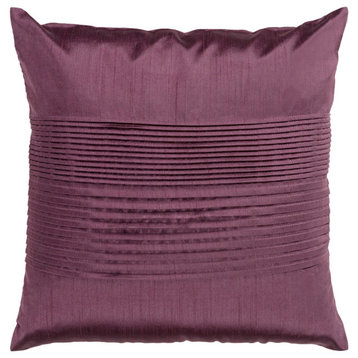 Solid Pleated by Surya Pillow Cover, Dark Purple, 18' x 18'