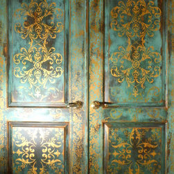 Faux Painted Doors in Turquoise and Gold Leaf - Products