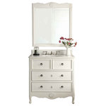 Benton Collection - 34" Antique-Style White Daleville Bathroom Sink Vanity and Mirror Set - *Please Note*