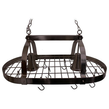 Elegant Designs Metal 2 Down Light Kitchen Pot Rack in Oil Rubbed Bronze