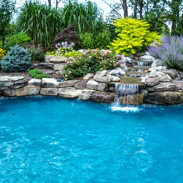 Pool and naturalistic waterfall