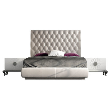 London 56 Bedroom Set, High Gloss, King, Bedset 56 With Matching Nightstands