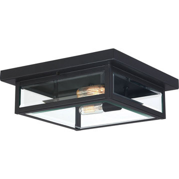 Two Light Outdoor Flush Mount-Earth Black Finish - Outdoor Ceiling and Hanging