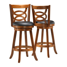 Monarch Specialties - Swivel Bar Stools, Set of 2, Dark Oak - Bar Stools and Counter Stools