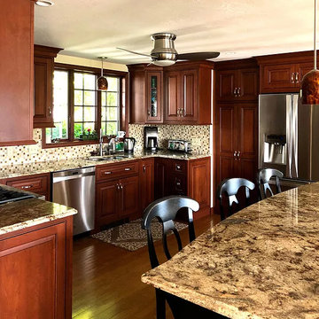 Kitchen with Dark Wood Cabinets