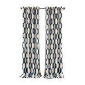 Renzo Blackout Grommet Linen Window Curtain, Indigo, 52" X 95"