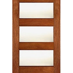 Contemporary Exterior Single Door, Mahogany, Matte Low-E Glass - Front Doors
