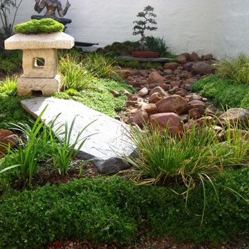 Small split level, Oriental inspired garden