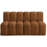 Meridian Furniture - Arc Velvet Upholstered 2-Pc. Modular Sofa, Saddle - Give your living room or den the perfect blend of style and versatility with this Arc velvet fabric straight modular Sectional. Part of the Arc modular furniture collection, this Sectional comes upholstered in rich saddle velvet fabric and features deep channel tufting that adds a touch of luxury while enhancing comfort and support. A seamless combination of form and function, this chair can be used with other Arc pieces to create a myriad of configurations in your well-curated room.
