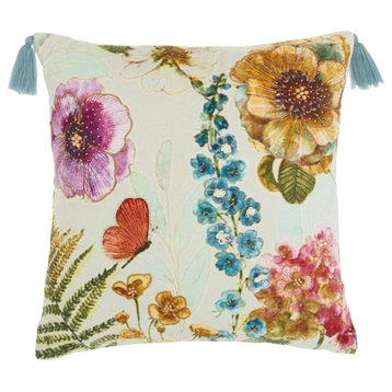 Nourison Home 18"x18" Mina Victory Sofia Emb Floral Garden Multicolor Pillows