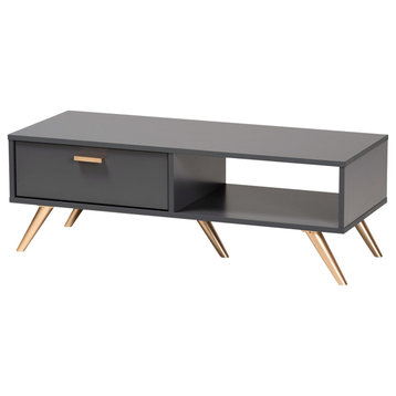 Goldsmith Modern Contemporary Dark Gray/Gold Coffee Table