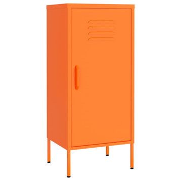 vidaXL Storage Cabinet Orange Steel Bookcase Display Book Cabinet Furniture
