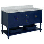 Kitchen Bath Collection - Beverly 60" Bath Vanity, Royal Blue, Carrara Marble, Double Vanity - The Beverly: timeless and functional.