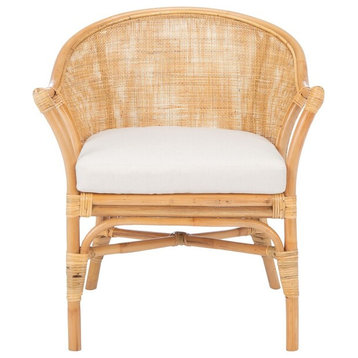 Stella Rattan Accent Chair With Cushion Natural/White