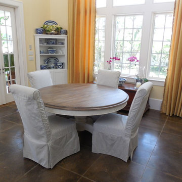 48" DINING TABLE WITH SLIP COVER DINING CHAIRS