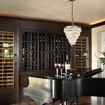 Piano Alcove with wine cabinetry