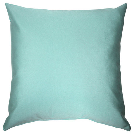 Pillow Decor - Sunbrella Solid Color Outdoor Pillow, Glacier Blue, 20" X 20"
