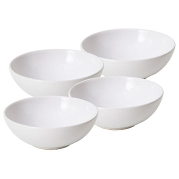 Serene Spaces Living Set of 4 White Ceramic Bowl Vase, 7" Dia & 2.5" Tall
