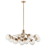 Kichler Lighting, LLC. - Silvarious Linear Convertible Chandelier, Champagne Bronze, 12 Light - Inspired by frozen grapes, the Silvarious linear convertible chandelier will capture the hearts of family and friends. Gathered at the center, its arms branch out with sparkling globes at the end, for a simple, yet playful design. Its crackled glass provides unique light play against its champagne bronze finish. Install as a semi flush mount or pendant. As a semi-flush, the glass will deliver a beautiful light effect on the ceiling and walls.