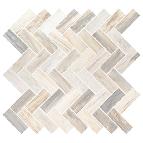 MSI SMOT-HBP Angora - 12" x 12" Herringbone Mosaic Sheet - - Beige