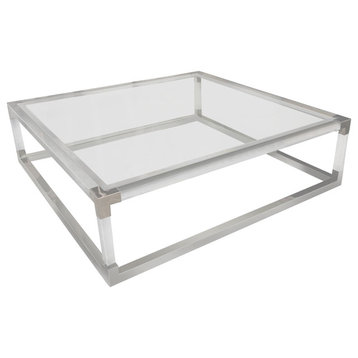 Aico State St Square Cocktail Table in Stainless Steel 9016304-13