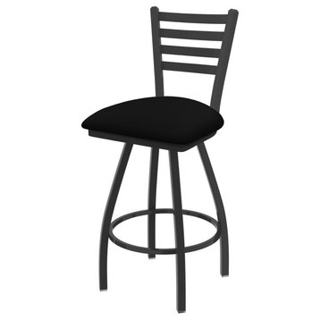 XL 410 Jackie 25 Swivel Counter Stool with Pewter Finish and Black Vinyl Seat