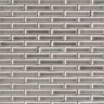 12"x12" Dove Gray Brick Pattern Crackle Finish Mosaic, Set of 10