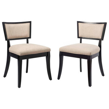 Pristine Upholstered Fabric Dining Chairs, Set of 2, Beige