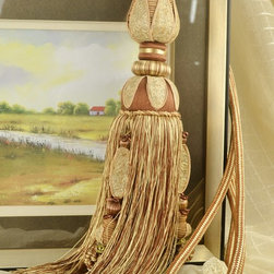 4 Colors QYM04 Faux Silk Curtain Tassel Tie Backs in Brown Color - Window Treatment Accessories