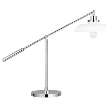 Wellfleet Desk Lamp, 1-Light, LED, Matte White and Polished Nickel, 23.38"