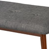 Modern Dark Grey Fabric Upholstered Medium Oak Finished Wood Dining Bench