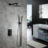 Modern Wall Mounted Shower System with Handheld Shower Pressure Balance Valve, Matte Black, 8"
