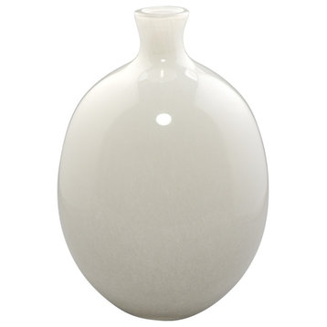 Minx Vases, White Glass, Set of 2